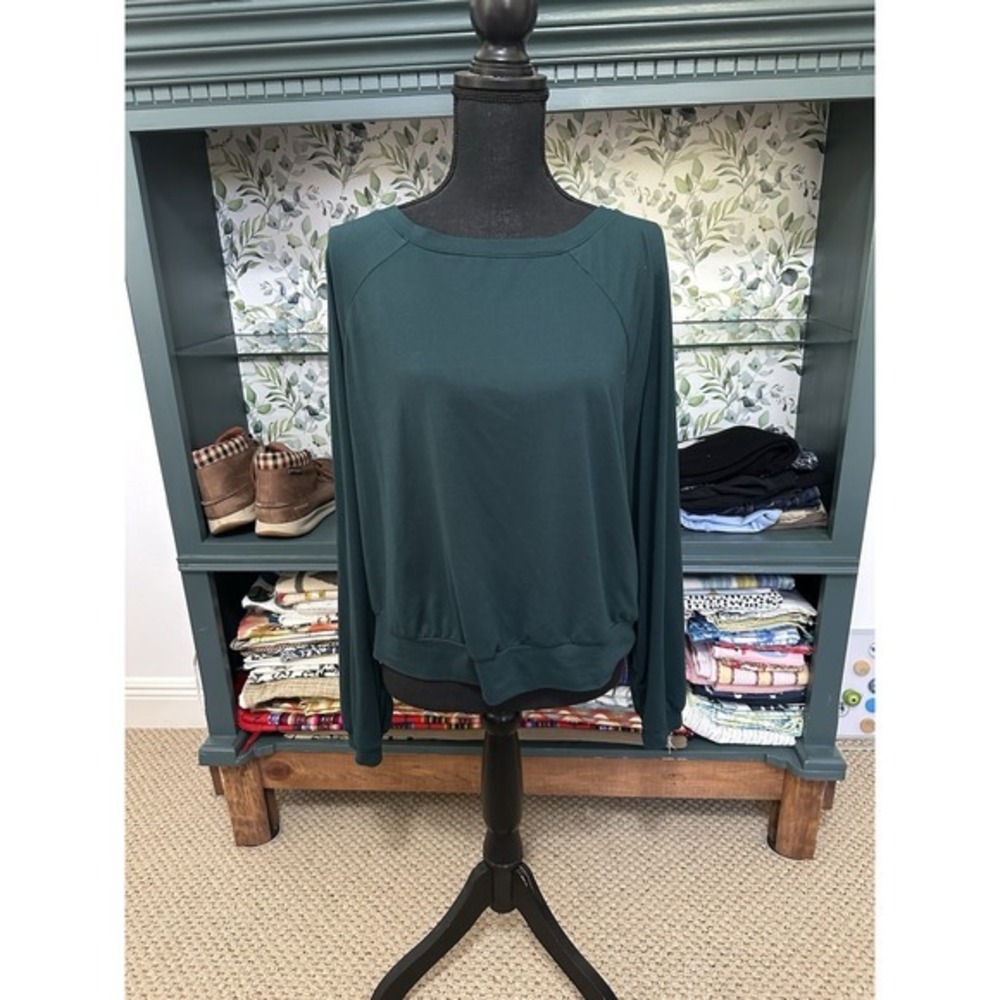 Joy Lab Green XL Nylon‎ Long Sleeve Blouse